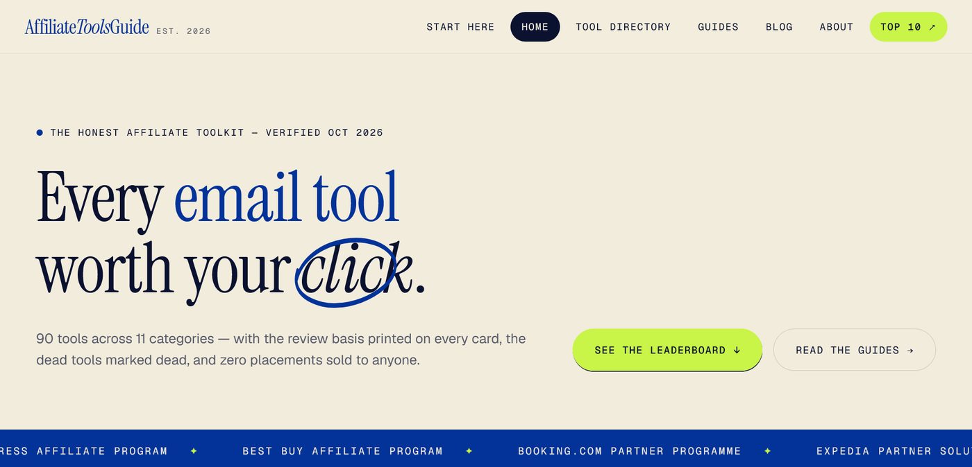 Screenshot of AffiliateToolsGuide.com