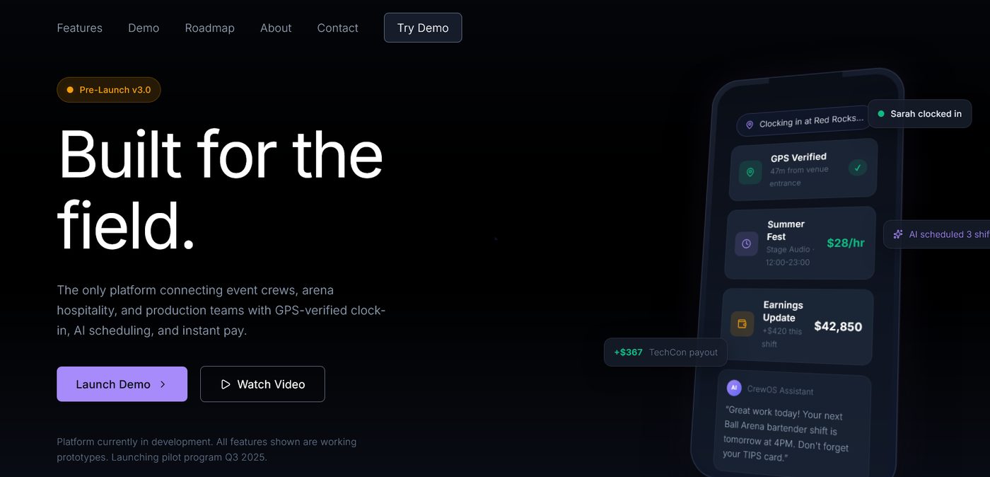 Screenshot of EventCrewOS