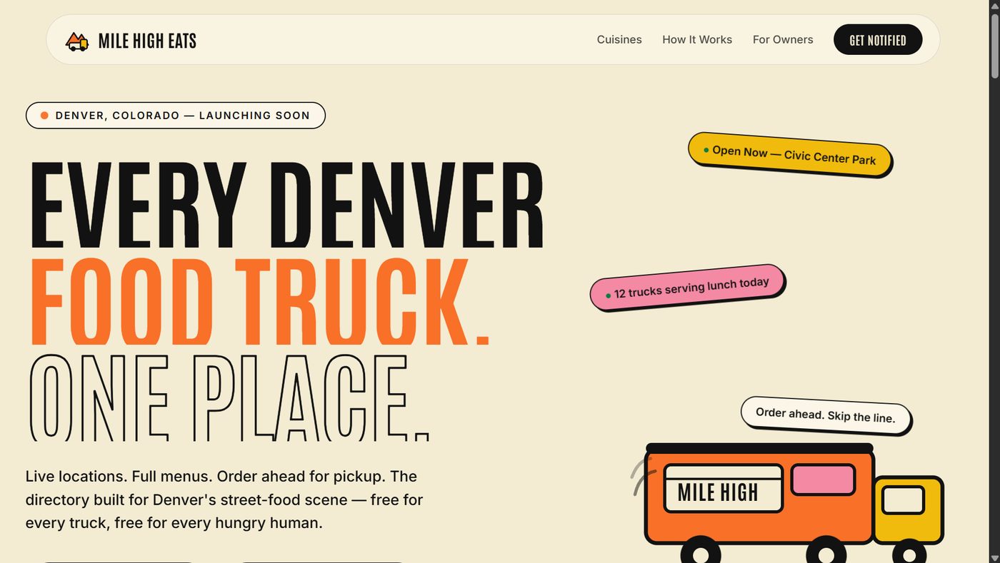 Screenshot of Mile High Eats