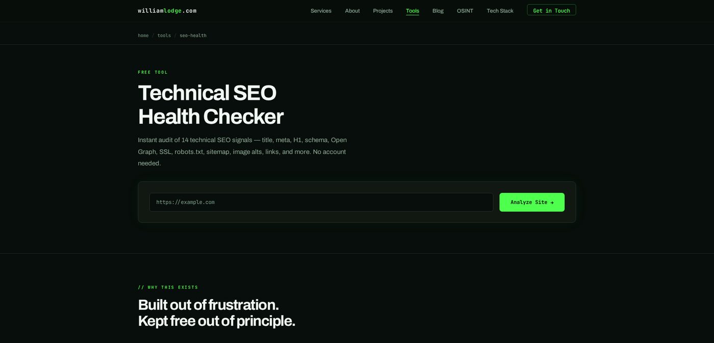 Screenshot of SEO Health Checker