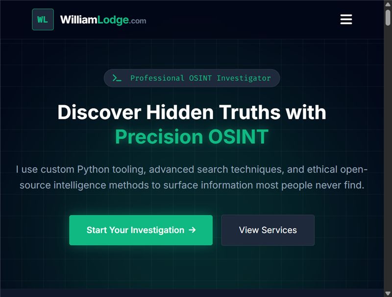 Screenshot of LodgeOSINT — OSINT / Research