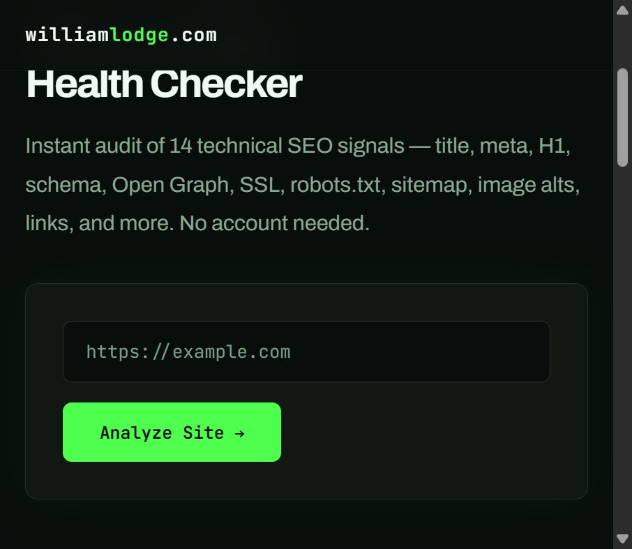 Screenshot of SEO Health Checker — SEO Utility